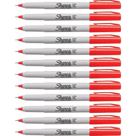 Permanent Markers, , Ultra-Fine, 12/BX, Red PK